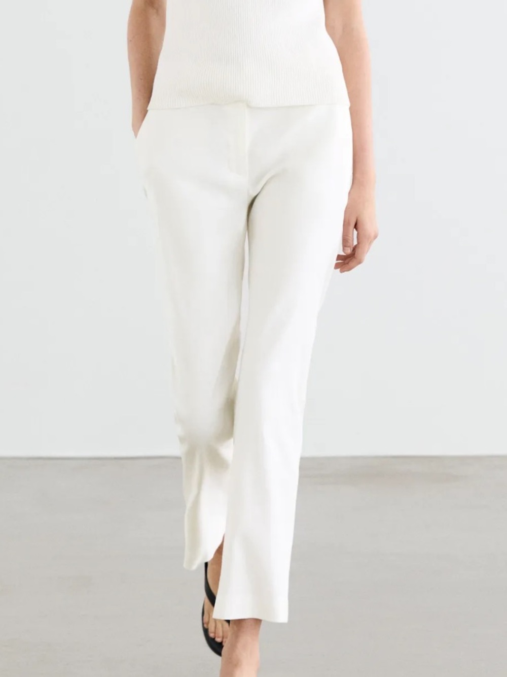 Massimo Dutti NWT STRAIGHT-LEG LINEN BLEND TROUSERS WHITE 5088/888